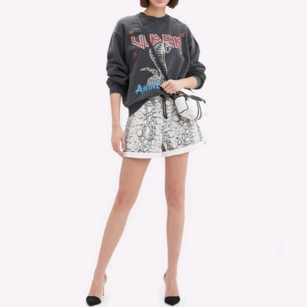 Alexander Wang Denim Python Print Jogger Shorts